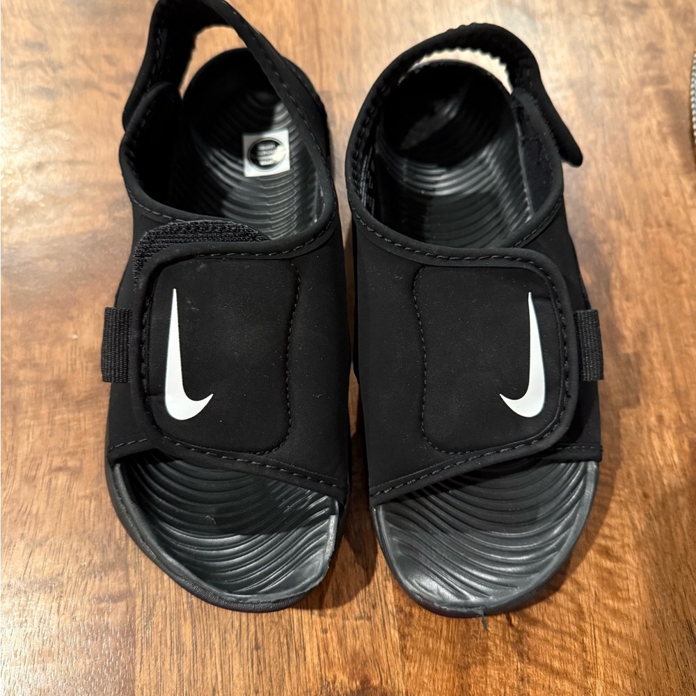 Nike Black Sandals with Adjustable Straps and Molded Footbed